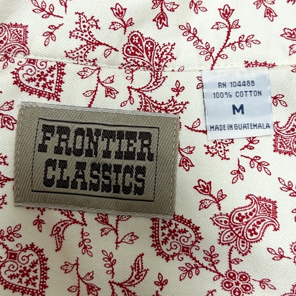 Frontier Classics Ivory Red Puff Sleeve Button Up Western Prairie Blouse Medium - Picture 11 of 14